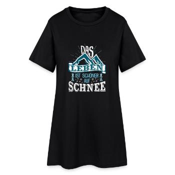 Das Leben ist schöner auf Schnee Winter Skifahren - Frauen T-Shirt-Kleid - Schwarz - Vorne