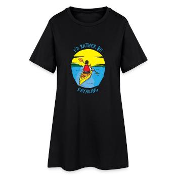 Kayak Kayak Canoë Paddle Bateau de sport nautique - Robe T-shirt Femme - noir - Devant