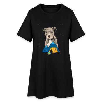 Pit Bull Terrier Pitbull Camping Camping cadeau - Robe T-shirt Femme - noir - Devant