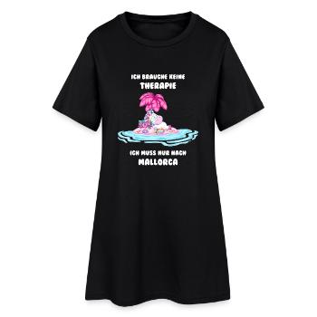 Therapie Einhorn Mallorca - Frauen T-Shirt-Kleid - Schwarz - Vorne