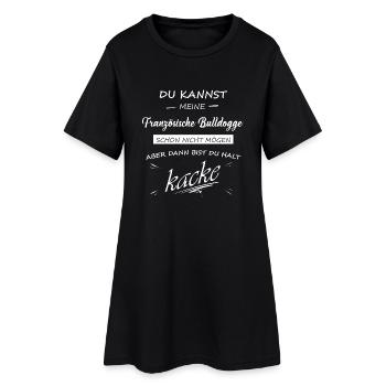 Französische Bulldogge Hund Geschenk Kacke - Frauen T-Shirt-Kleid - Schwarz - Vorne