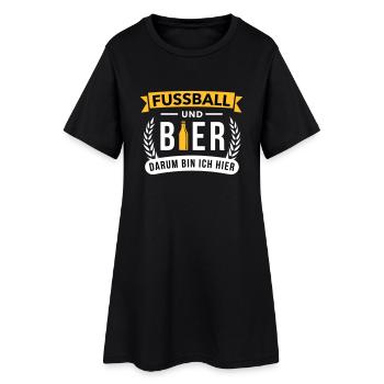Fussball & Bier darum bin ich hier - Frauen T-Shirt-Kleid - Schwarz - Vorne