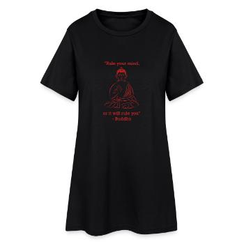 Buddha - "Verstand" - Frauen T-Shirt-Kleid - Schwarz - Vorne