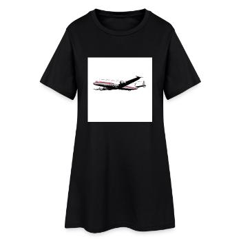 Flugzeug - Frauen T-Shirt-Kleid - Schwarz - Vorne
