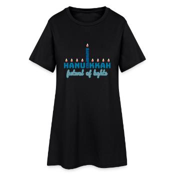 Hanoukka, Hanoukka, fête des lumières, cadeau, chemise - Robe T-shirt Femme - noir - Devant
