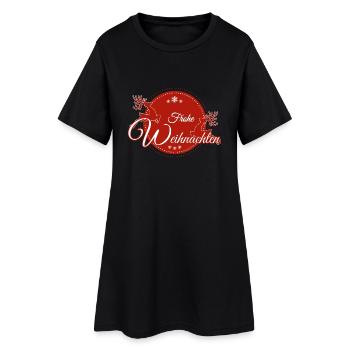 Frohe Weihnachten - Frauen T-Shirt-Kleid - Schwarz - Vorne