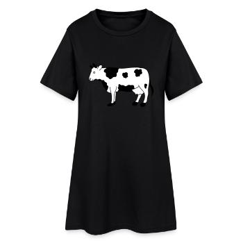 Kuh schwarz-weiß | Kühe | schwarzbunt | Flecken - Frauen T-Shirt-Kleid - Schwarz - Vorne