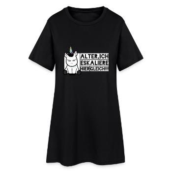 Einhorn - ...Ich eskaliere hier gleich - Frauen T-Shirt-Kleid - Schwarz - Vorne