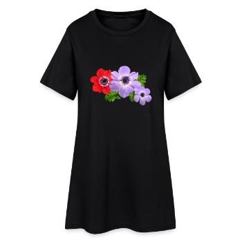 flowers lilies tulips orchids sunflower dahlia ger - Women’s T-Shirt Dress - black - Front