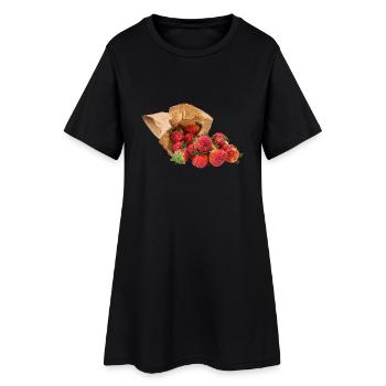 strawberry erdbeeren veggie gemuese fruits60 - Frauen T-Shirt-Kleid - Schwarz - Vorne