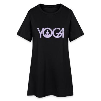 Yoga lettrage avec femme en style grunge - Robe T-shirt Femme - noir - Devant