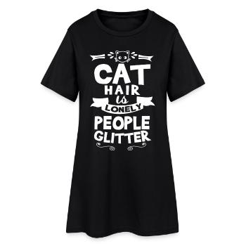 cat hair is gliter - Robe T-shirt Femme - noir - Devant