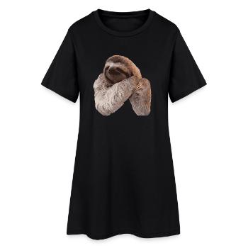 Faultier / Sloth - Frauen T-Shirt-Kleid - Schwarz - Vorne