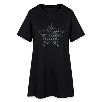 Star with anchor pattern and sunbeams - Women’s T-Shirt Dress - black - Front