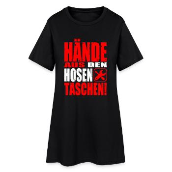 Hände Hosentaschen Spruch Arbeit Geschenk Schicht - Frauen T-Shirt-Kleid - Schwarz - Vorne