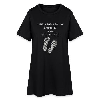 La vie est meilleure en short et tongs sort - Robe T-shirt Femme - noir - Devant
