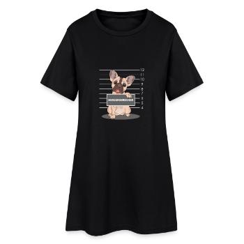 Französische Bulldogge - Frauen T-Shirt-Kleid - Schwarz - Vorne