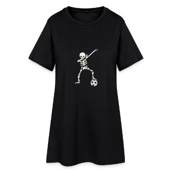 Fußball Skelett dab - Frauen T-Shirt-Kleid - Schwarz - Vorne