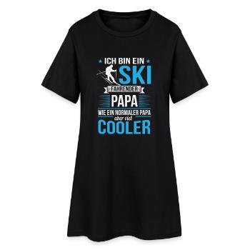 Ski fahrender Papa/Vater - Frauen T-Shirt-Kleid - Schwarz - Vorne