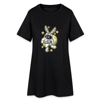 Cadeau d'astronaute de lapin Pâques Space - Robe T-shirt Femme - noir - Devant