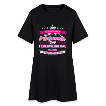 Feuerwehrfrau - Frauen T-Shirt-Kleid - Schwarz - Vorne