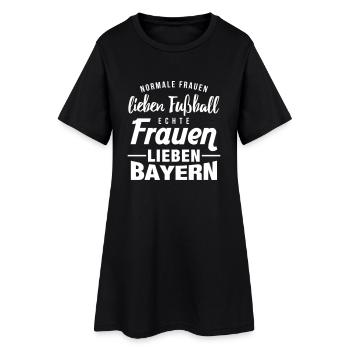Echte Frauen lieben Bayern - Frauen T-Shirt-Kleid - Schwarz - Vorne