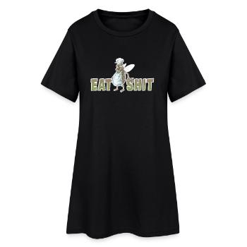 motif chemise mouche Faites cuire à nouveau manger de la merde - Robe T-shirt Femme - noir - Devant