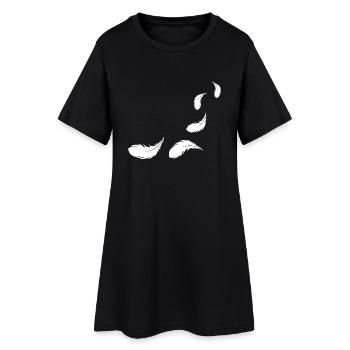 flying feathers white - Women’s T-Shirt Dress - black - Front