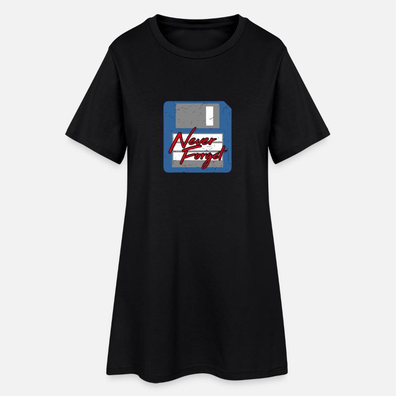 Never Forget Diskette Computer Speicher PC Retro - Frauen T-Shirt-Kleid - Schwarz
