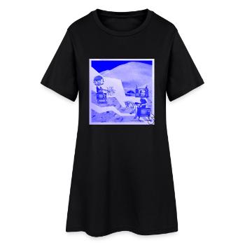 TV-STAR 3 - Frauen T-Shirt-Kleid - Schwarz - Vorne