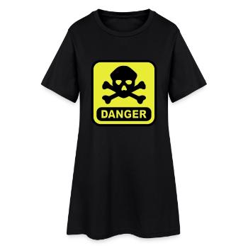 Danger Totenkopf - Frauen T-Shirt-Kleid - Schwarz - Vorne