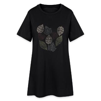 blätter - Frauen T-Shirt-Kleid - Schwarz - Vorne