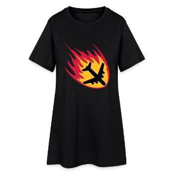 fire flames burn crash crash crash landing acciden - Women’s T-Shirt Dress - black - Front