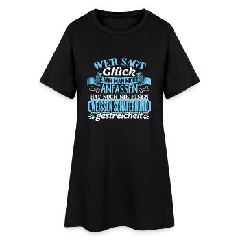 WEISSEN-SCHÄFERHUND - Glück zum anfassen - Frauen T-Shirt-Kleid - Schwarz - Vorne