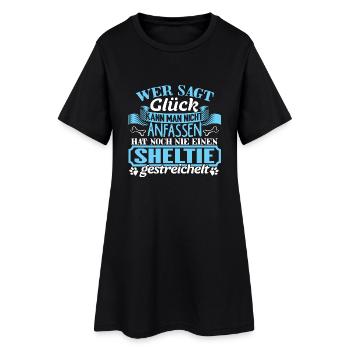 SHELTIE - Glück zum anfassen - Frauen T-Shirt-Kleid - Schwarz - Vorne