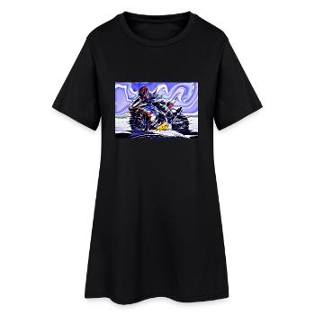 Fullspeed On Two Wheels color - Frauen T-Shirt-Kleid - Schwarz - Vorne