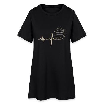 Geschenk Heartbeat Volleyball - Frauen T-Shirt-Kleid - Schwarz - Vorne