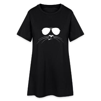 Chats visage avec des lunettes de soleil - Robe T-shirt Femme - noir - Devant