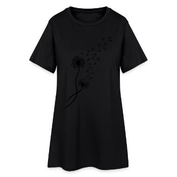 Pusteblume, Löwenzahn, Blumen, Blume, Frühling - Frauen T-Shirt-Kleid - Schwarz - Vorne