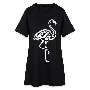 Weißer Flamingo - Frauen T-Shirt-Kleid - Schwarz - Vorne