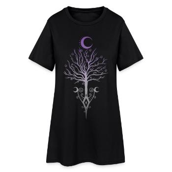 Okkulter Mondbaum Dunkler Herbst - Frauen T-Shirt-Kleid - Schwarz - Vorne