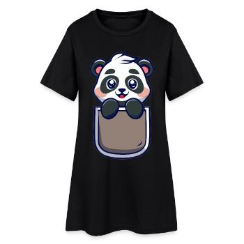 Panda Pocket Idée Cadeau Rigolo et Original - Robe T-shirt Femme - noir - Devant
