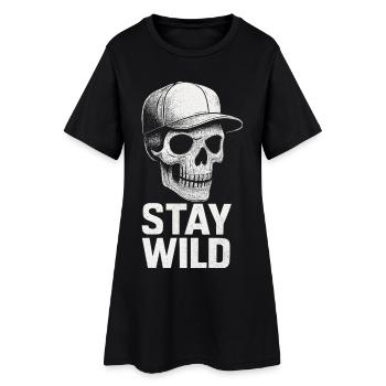 Street Art Crâne Stay Wild Style Urbain - Robe T-shirt Femme - noir - Devant