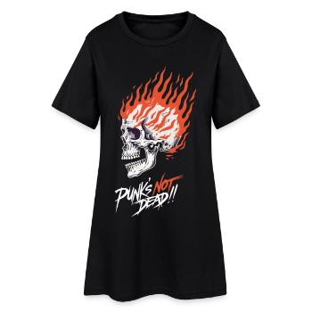 Crâne en Flammes Punk’s Not Dead – Burning Skull - Robe T-shirt Femme - noir - Devant