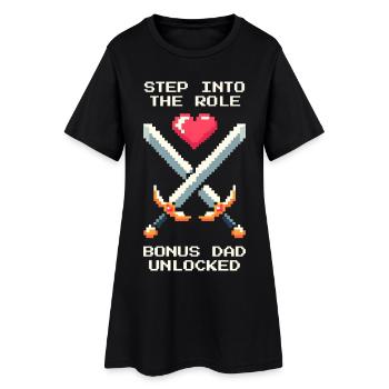 Papa bonus débloqué | Patchwork du beau-père - Robe T-shirt Femme - noir - Devant