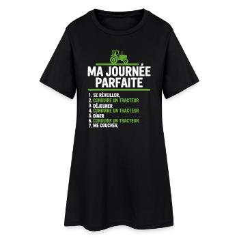 Ma journée parfaite conduire un tracteur - Robe T-shirt Femme - noir - Devant