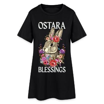 Ostara Blessings Happy Easter Rabbit - Women’s T-Shirt Dress - black - Front