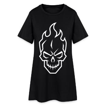 Silhouette de Crâne Enflammé Icône du Joueur - Robe T-shirt Femme - noir - Devant