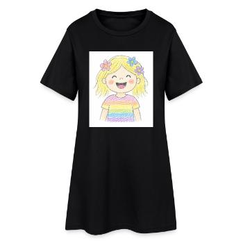 La fille joyeuse rit aux éclats - Robe T-shirt Femme - noir - Devant
