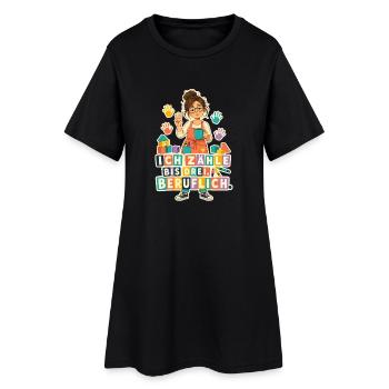Ich zähle bis drei Beruflich – Erzieherin - Frauen T-Shirt-Kleid - Schwarz - Vorne